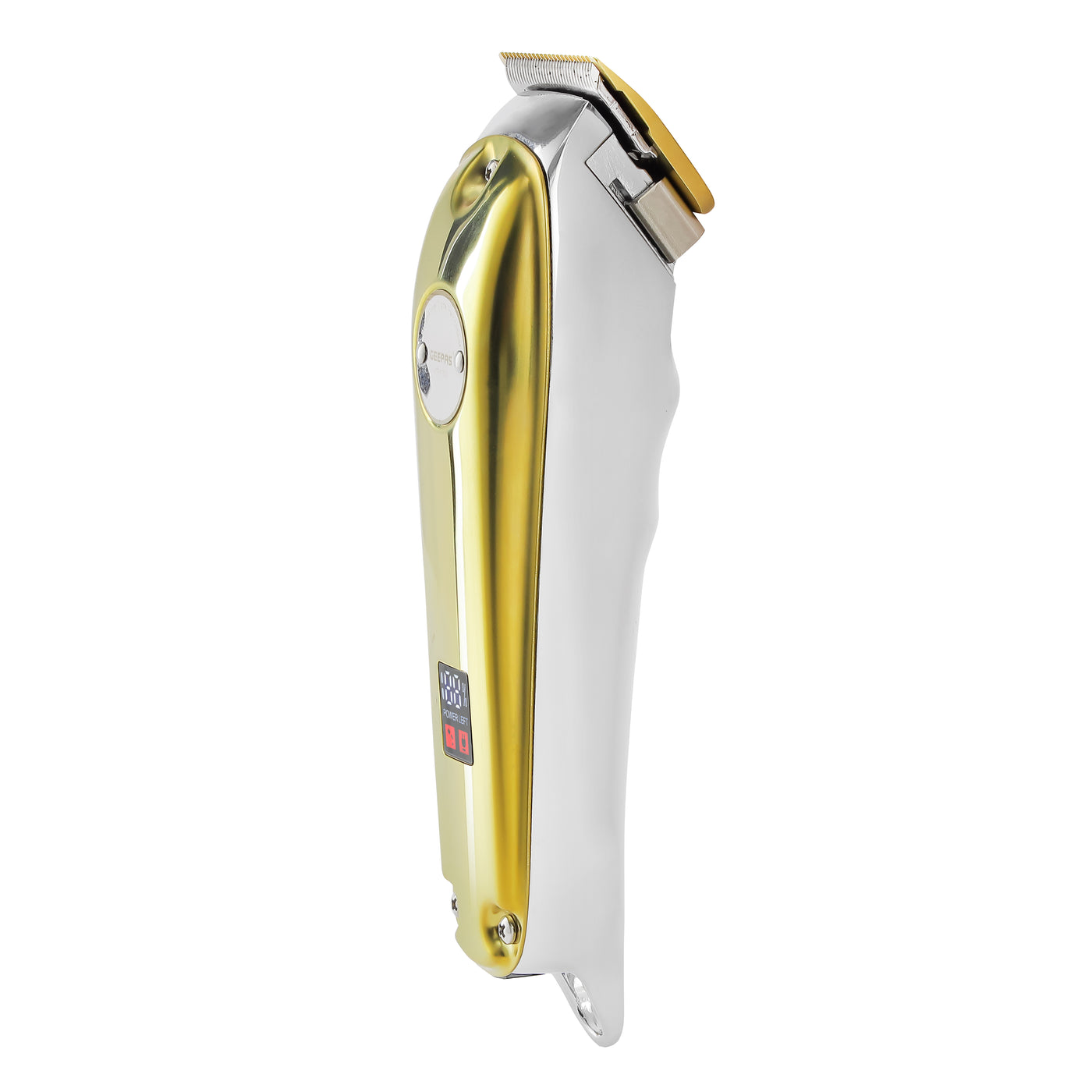 Geepas Professional Digital Hair Clipper- GTR57502| Hair Clipper with High Capacity Li-ion Battery and Fast Charging| 4 Adjustable Cutting Blades and 4 Separate Combs| LCD Display, Perfect for Home and Saloon Styling| 2 Years Warranty, Golden