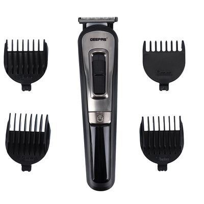 Geepas 11-IN-1 Rechargeable Grooming Set- GTR8300| With 6 Interchangeable Heads and 4 Comb Attachments| Includes a Charging Stand, Cleaning Brush and USB Cable| Prefect for Home and Professional Styling| Black