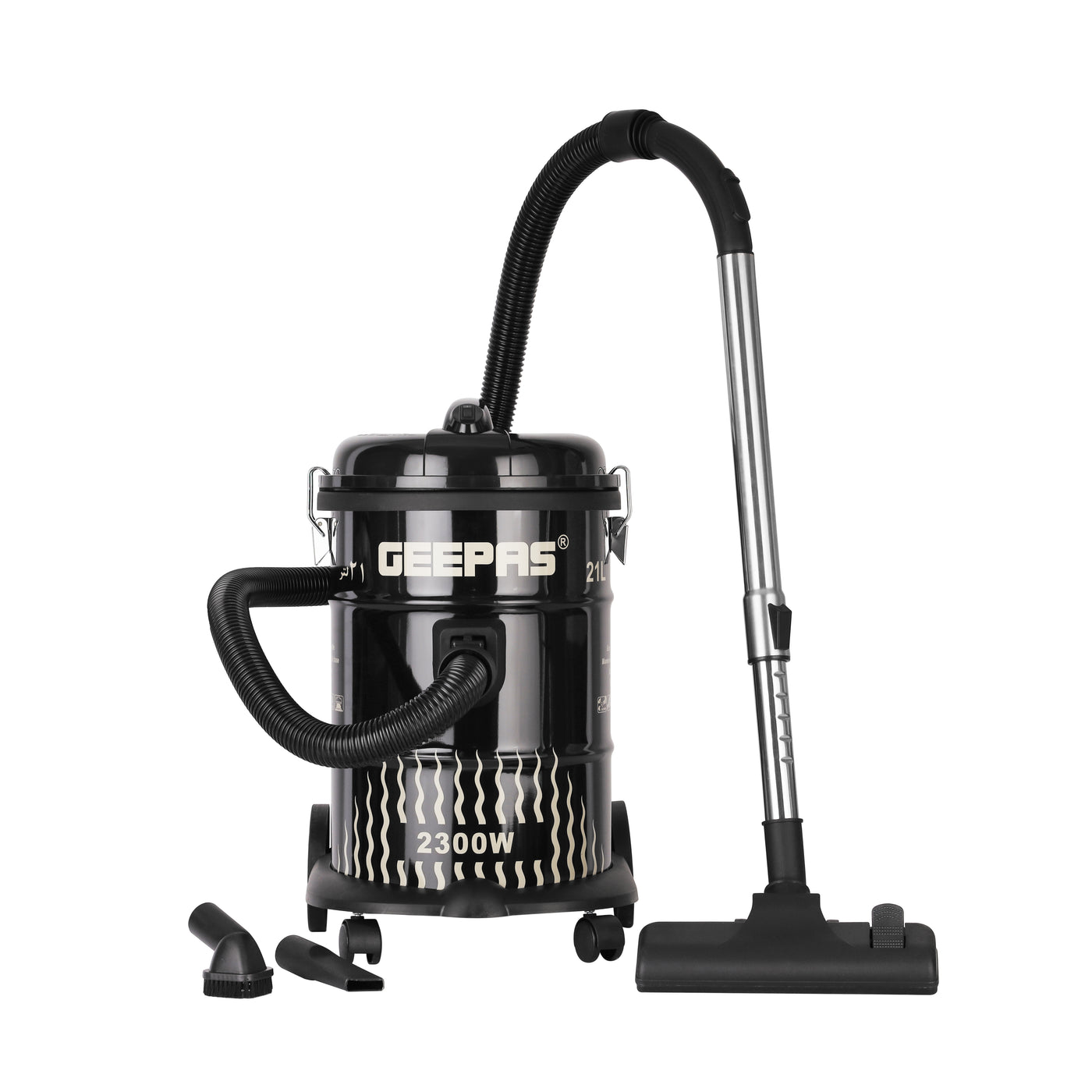 Geepas 21 L Dry and Blow Vacuum Cleaner- GVC2592| 2300W Stainless Steel Drum Tank with Powerful Copper Motor| Comfortable Handle, Rolling wheels with Easy Parking Nozzle and Dust Full Indicator | 2-Year Warranty