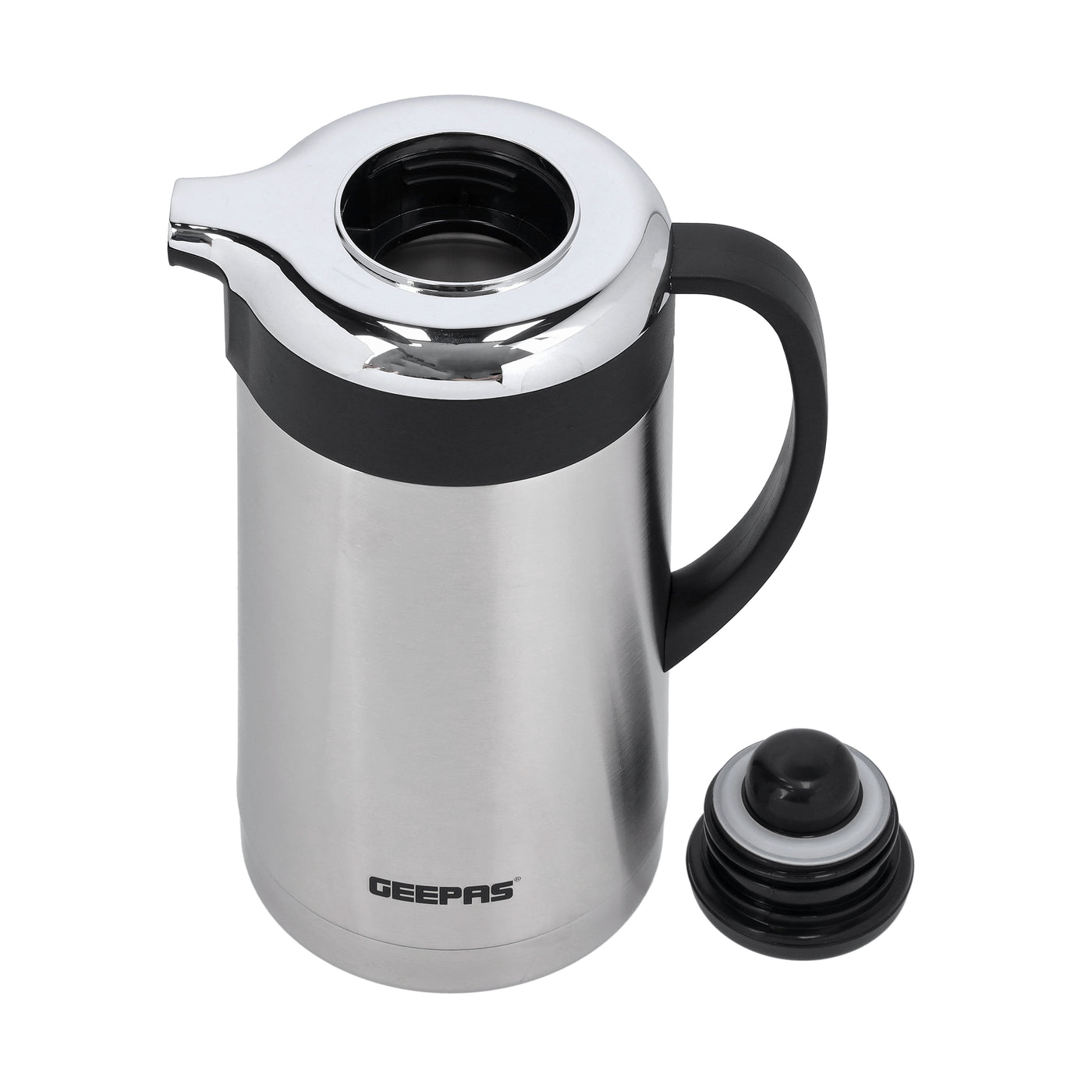 Geepas Stainless Steel Vacuum Flask, Double Walled Airpot,GVF27017 | 1.6L Capacity | Hot & Cold up to 24 Hours | Thermal Insulated Airpot | Portable & Leak Proof Design