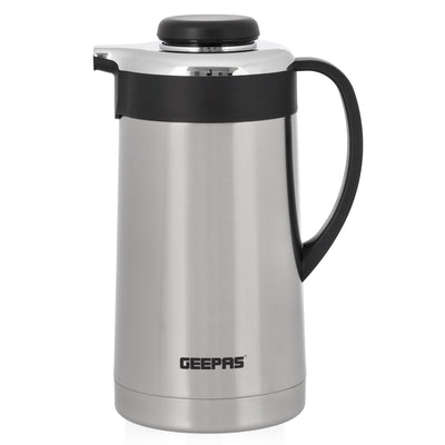 Geepas Stainless Steel Vacuum Flask, Double Walled Airpot,GVF27017 | 1.6L Capacity | Hot & Cold up to 24 Hours | Thermal Insulated Airpot | Portable & Leak Proof Design