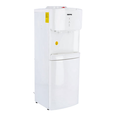 Geepas Hot and Cold Water Dispenser- GWD17019| Stainless Steel Water Tank with Fast Cooling and 2 Taps, Hot and Cold| Low Noise and Environment Friendly, Perfect for Home, Shopping Malls, and Office| White