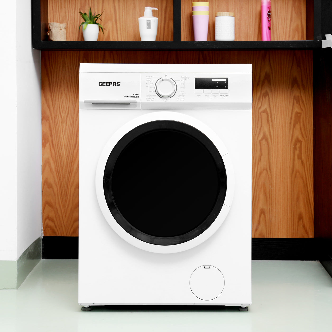 Geepas 6Kg Front Loading Washing Machine, 15programs, GWMF68005LCU | 1000 RPM | LED Display | Waterproof IPX4 | 1 Years Warranty