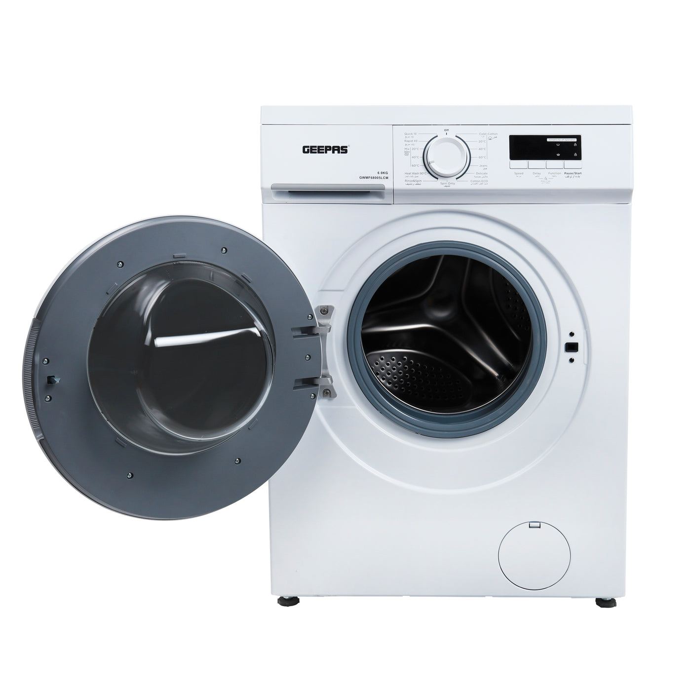 Geepas 6Kg Front Loading Washing Machine, 15programs, GWMF68005LCU | 1000 RPM | LED Display | Waterproof IPX4 | 1 Years Warranty