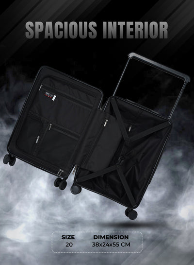 Parajohn Cabin Size Lakeside Wide Trolley Spinner Luggage with TSA-Lock -Black