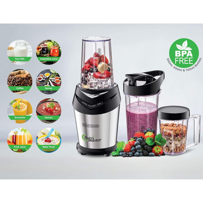 600W 700ml NutriMaster Blender/Smoothie Maker With 500ml and 300ml Travel Bottles, 17000 RPM With Dual SS Blades, To Pulverize Ice and Frozen Fruits
