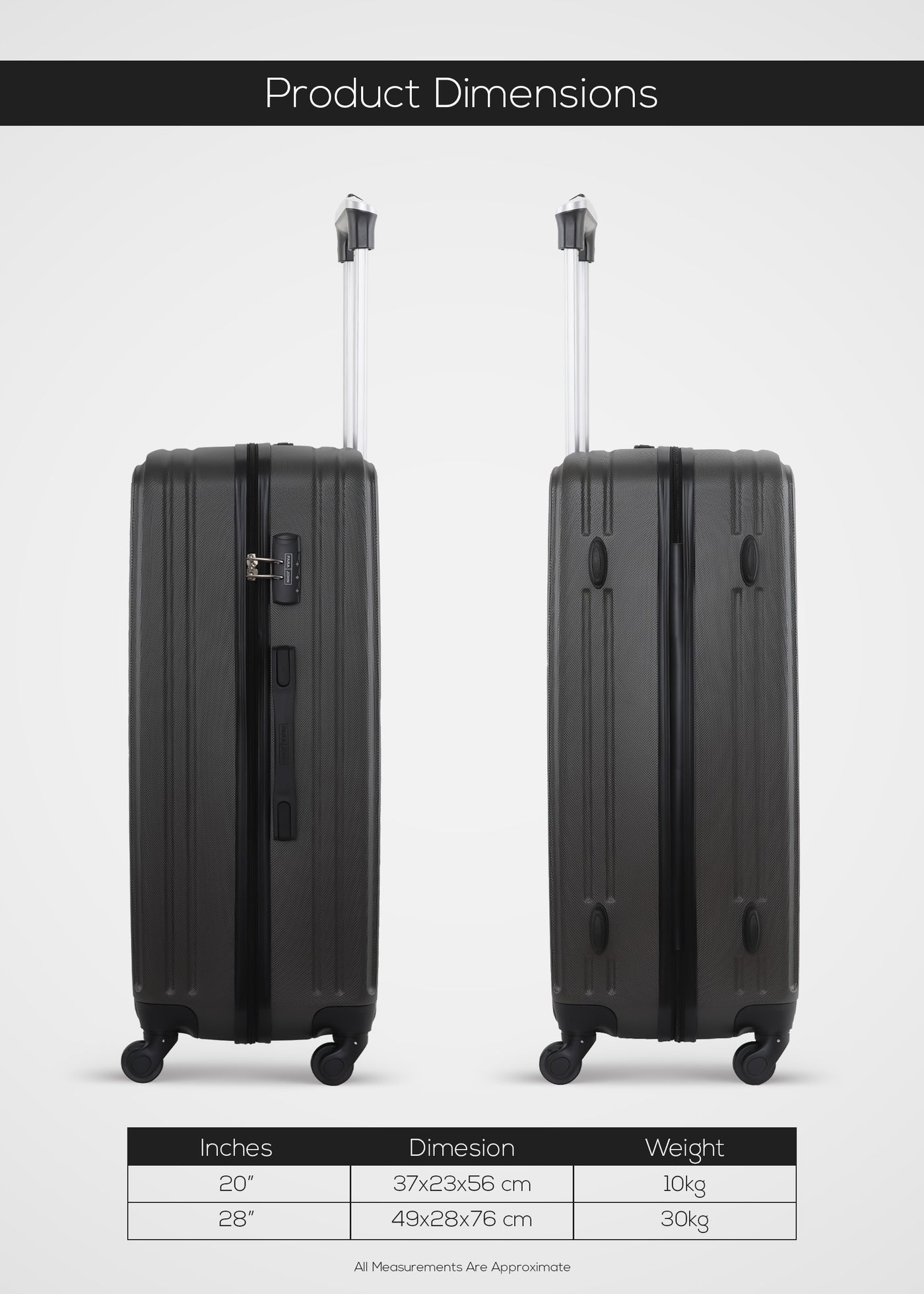 Alpha ABS Hardside Spinner Luggage Trolley Set