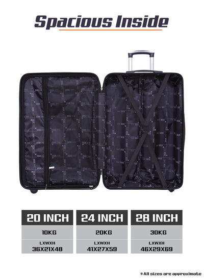 Parajohn 3-Piece Hard Side ABS Luggage Trolley Set 20/24/28 Inch