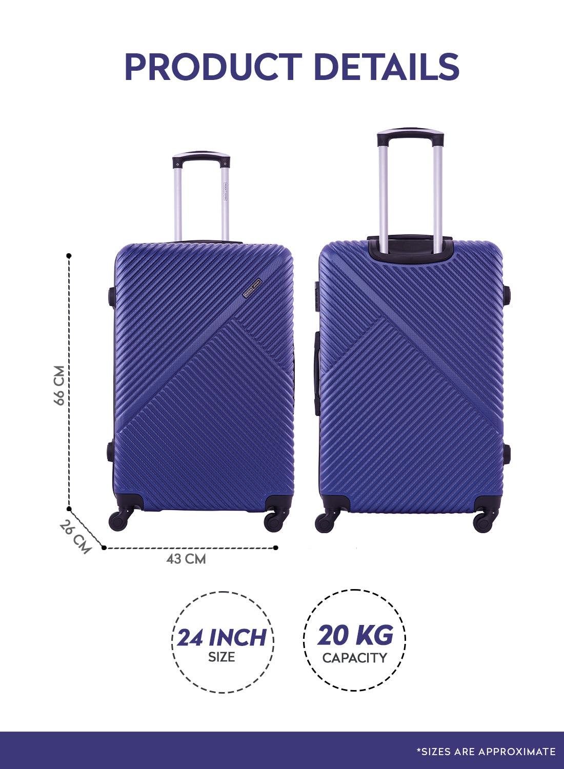 Cabin size ABS Hardside Spinner Luggage Trolley 20 Inch