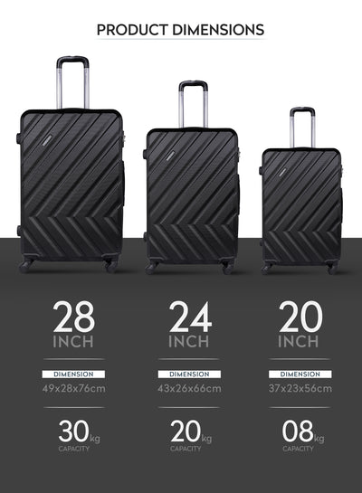 Pablo 3-Piece ABS Hardside Spinner Luggage Trolley Set