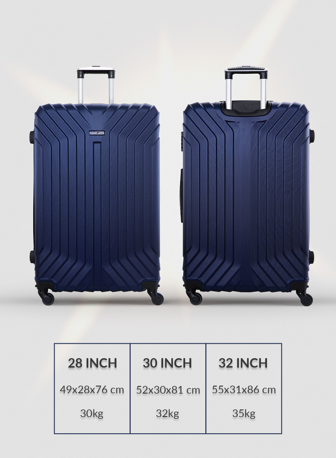 Parajohn Lightweight 3-Pieces Polypropylene Hard side Travel Luggage Trolley Bag Set with Lock for men / women / unisex Hard shell strong