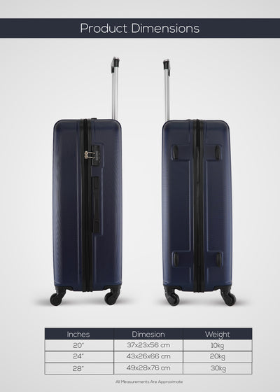 Parajohn 3 Piece ABS Hardside Spinner Luggage Trolley Set 20/24/28 Inch