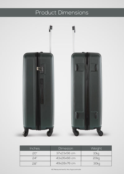 Parajohn 3 Piece ABS Hardside Spinner Luggage Trolley Set 20/24/28 Inch