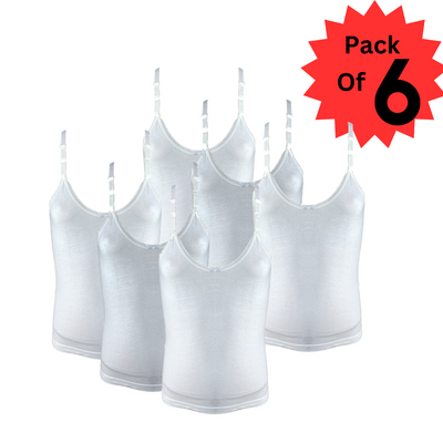 Alphabet Girls Camisole  White 6 Pack (9/10yrs)