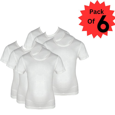 Alphabet Boys Vest White 6 Pack (7/8yrs)