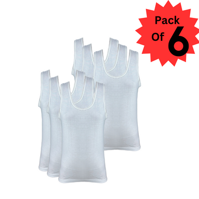Alphabet Girls Vest  White 6 Pack (5/6yrs)