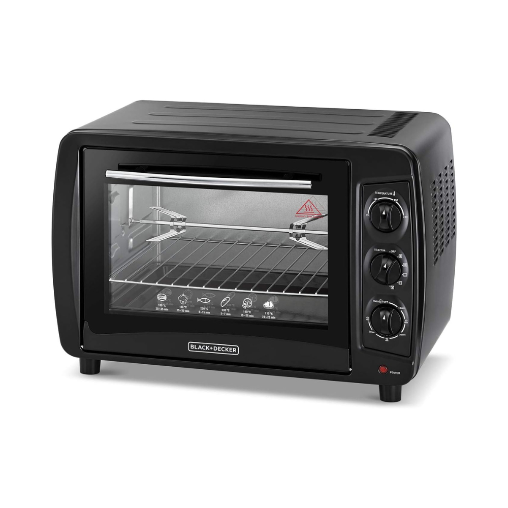 35L Double Glass Multifunction Toaster Oven with Rotisserie for Toasting/ Baking/ Broiling