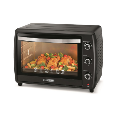 70L Double Glass Multifunction Toaster Oven with Rotisserie for Toasting/ Baking/ Broiling, Black