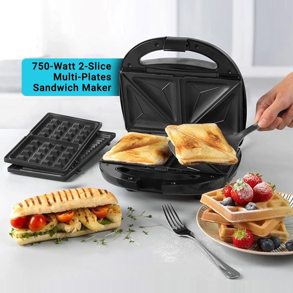 Sandwich Maker with Removable Grill Plate 2 Slot 750 W