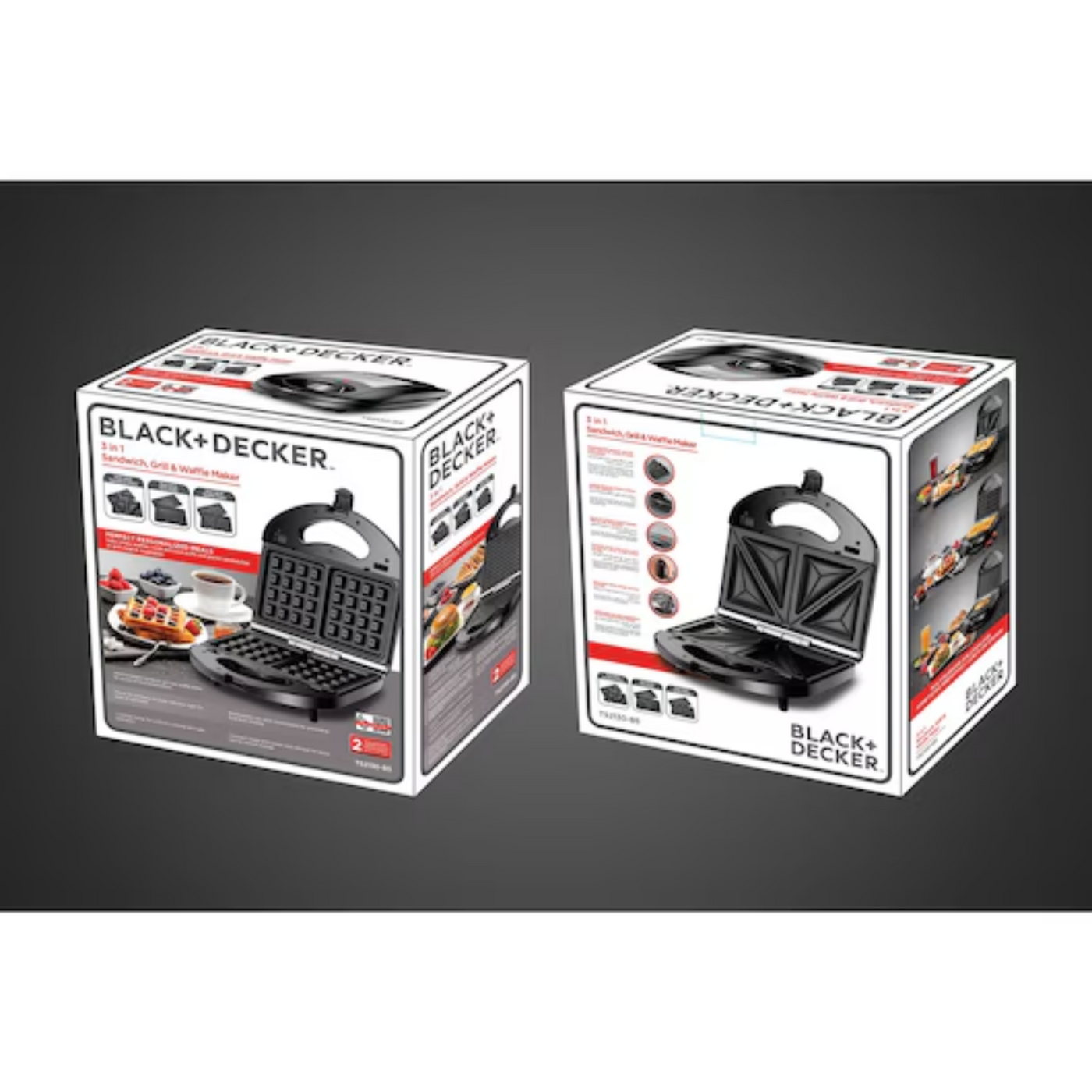 Brown Box Black + Decker 3 in 1 Sandwich, Grill & Waffle Maker