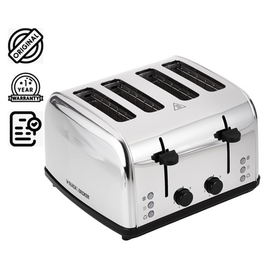 Brown Box 4 Slice Stainless Steel Cool Touch Toaster with Crumb Tray, Silver