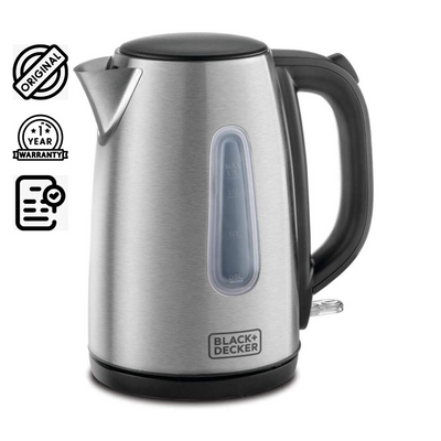 Brown Box 1.7L Cordless Electric Kettle With Water-Level Indicator, Removable Filter, Auto Shut-Off And Stainless Steel Body, Perfect for Warm Beverages, Silver