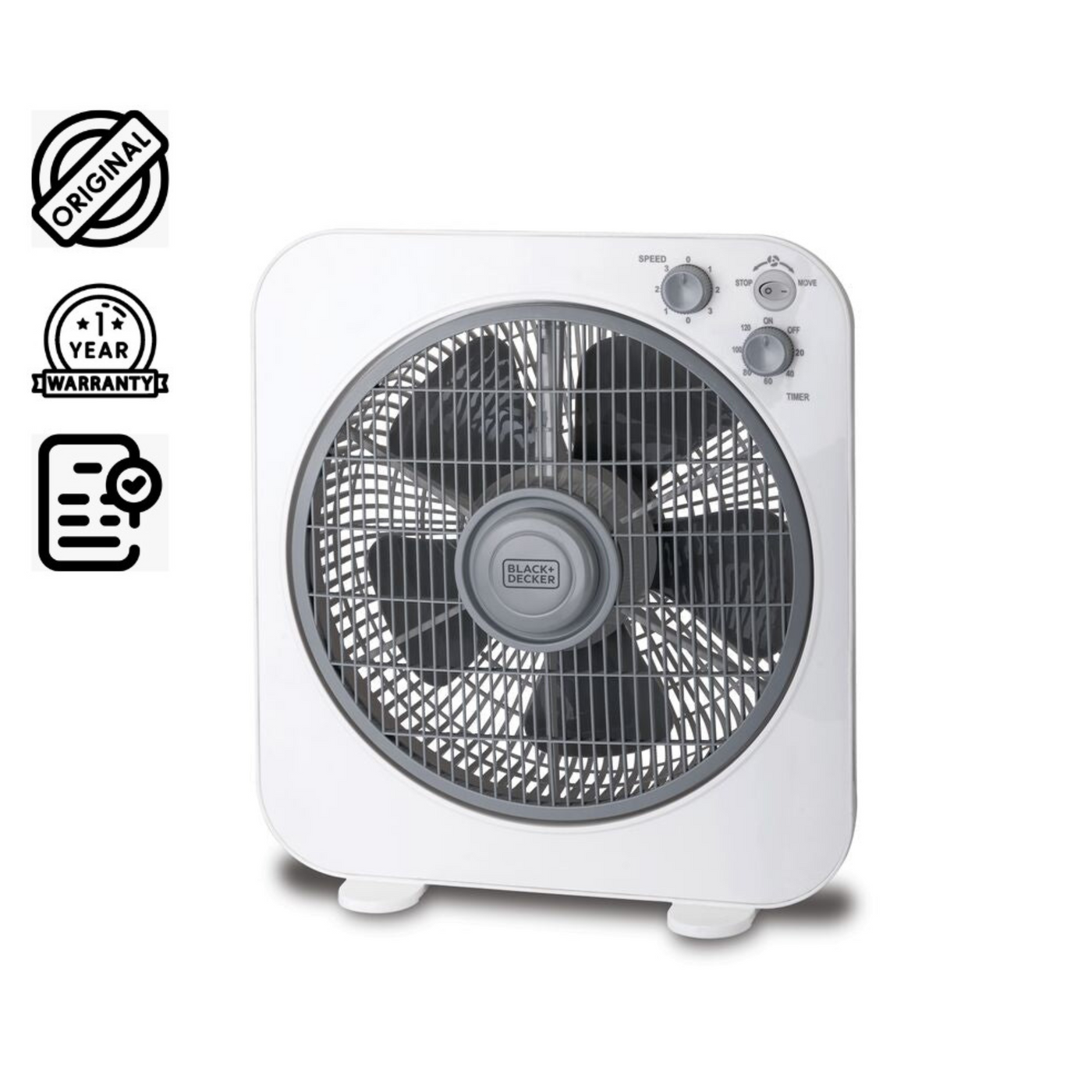 Brown Box 40W Box Desk Fan 12 Inch Fan Diameter, 3 Speeds Low/Medium/High And 5 Blade Design With Adjustable Portable/Travel Friendly Body To Direct Swing