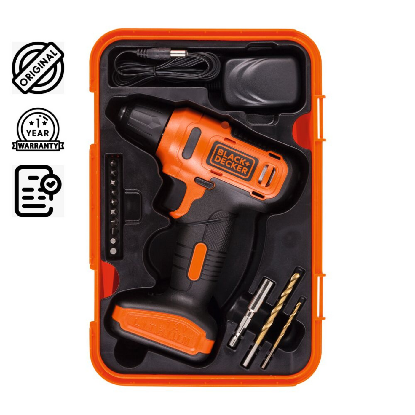 Brown Box  12V 1.5Ah 900 RPM Cordless Drill Driver with 13 Pieces Bits in Kitbox For Drilling and Fastening