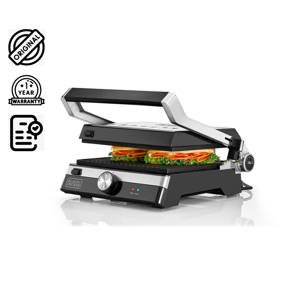 2000W Family Health Grill, Black/Silver