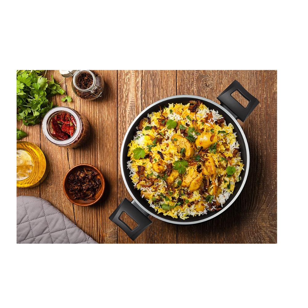 Brown Box 15-Piece Non-Stick Cookware Set (2 Fry Pans, 2 Casseroles, Saucepan, Kadai, 4 Lids & 5 Spatulas) with 5 Layer PTFE Teflon Non-Stick Spray Coating