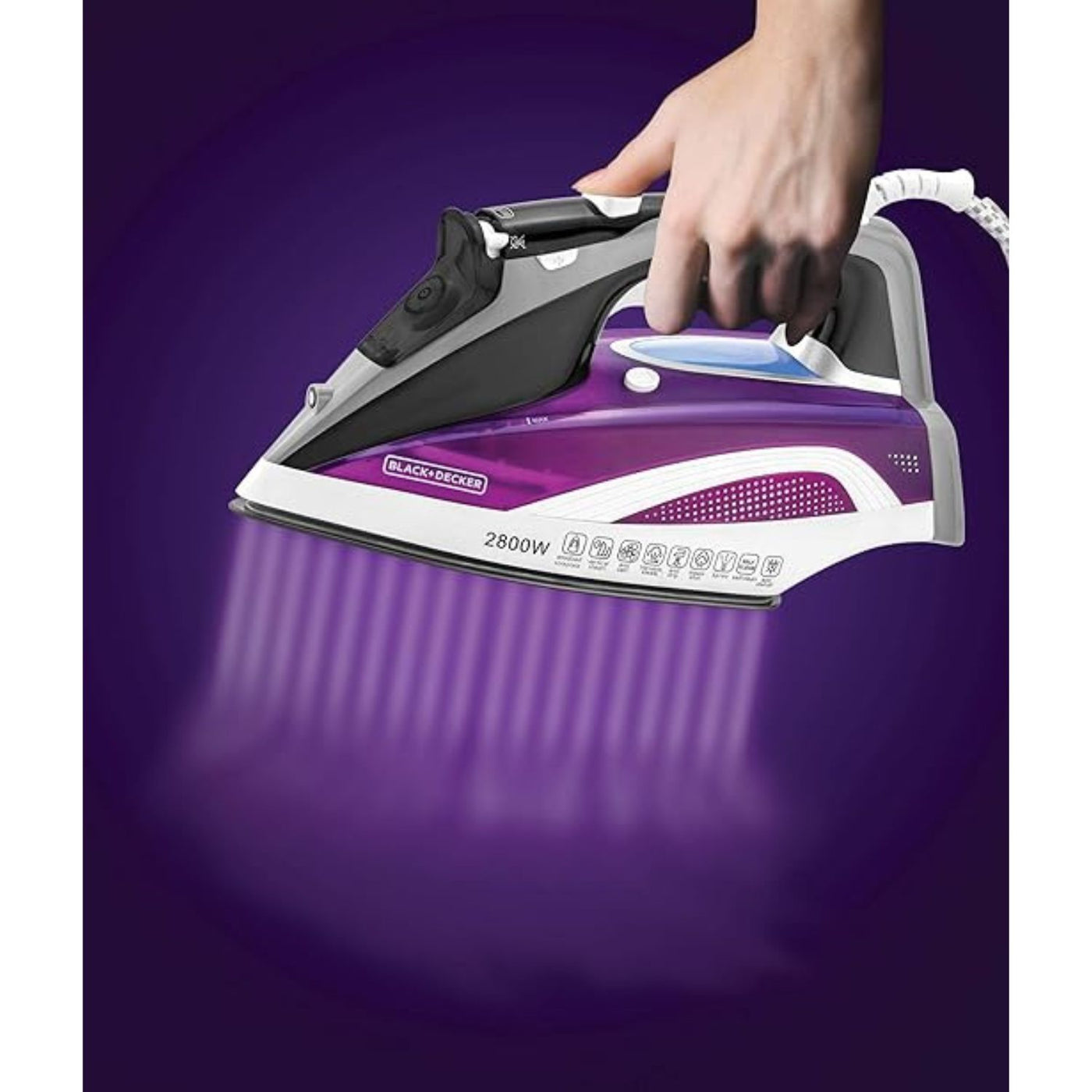 2800W Digital Pre-Programmed Steam Iron, Anodized Sole Plate with Eco Mode, Multicolour