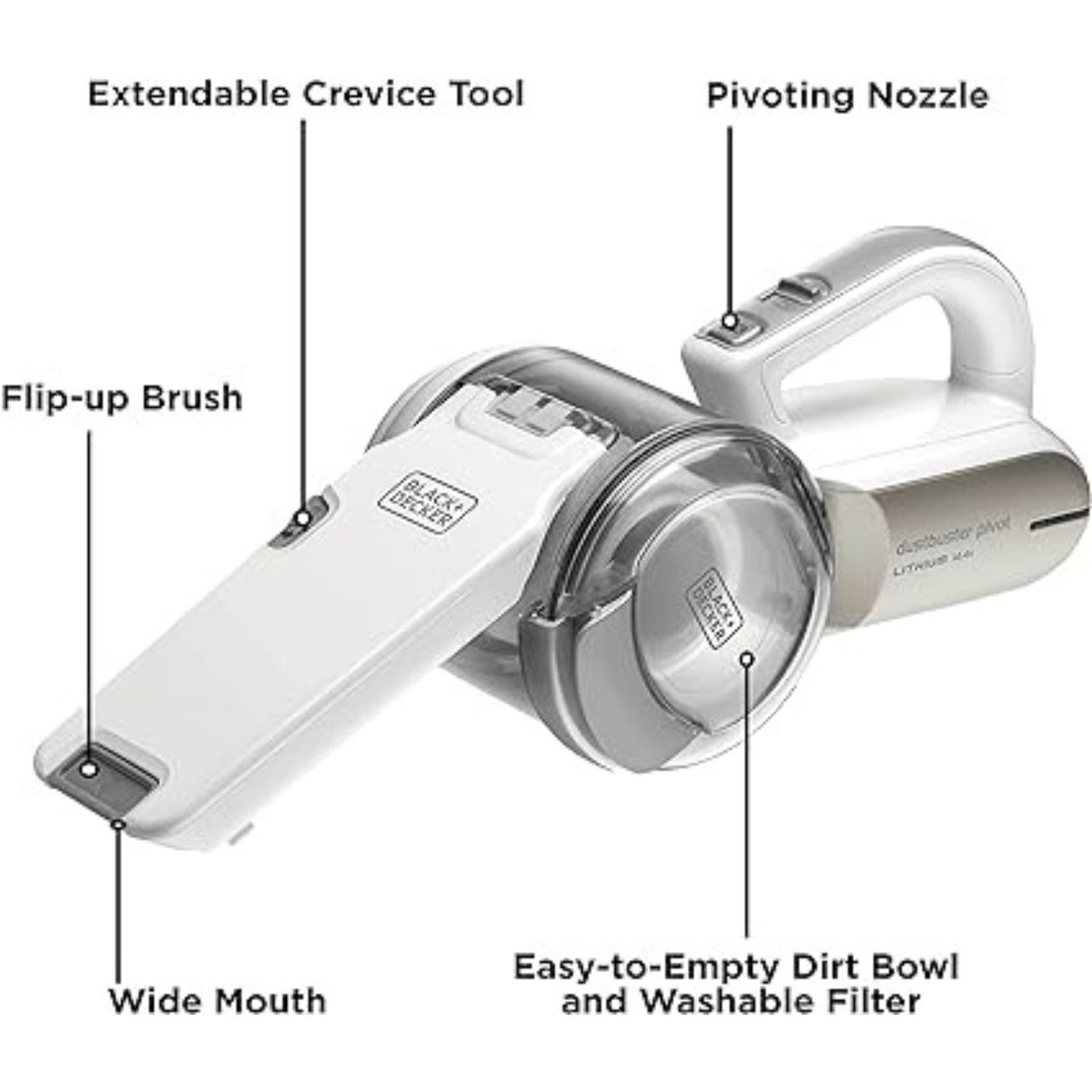 14.4V Cordless Handheld Pivot Vacuum Cleaner With 1.5Ah Li-Ion Battery, 440ml Bowl Capacity And Triple Filteration With 200° Rotation