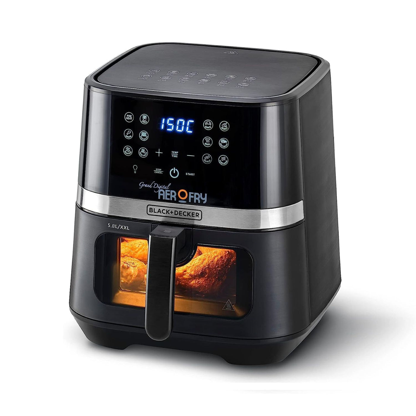 Digital 12-in-1 Multifunction Air Fryer With 2kg Capacity With Rapid Hot Air Circulation For Frying, Grilling, Broiling, Roasting, and Baking 5.8 L 1800 W AF5800-B5 Black