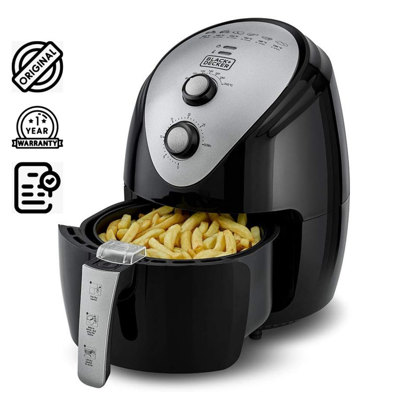 Brown Box Air Fryer Rapid Air Convection Technology Manual Control 1500W 3.5L
