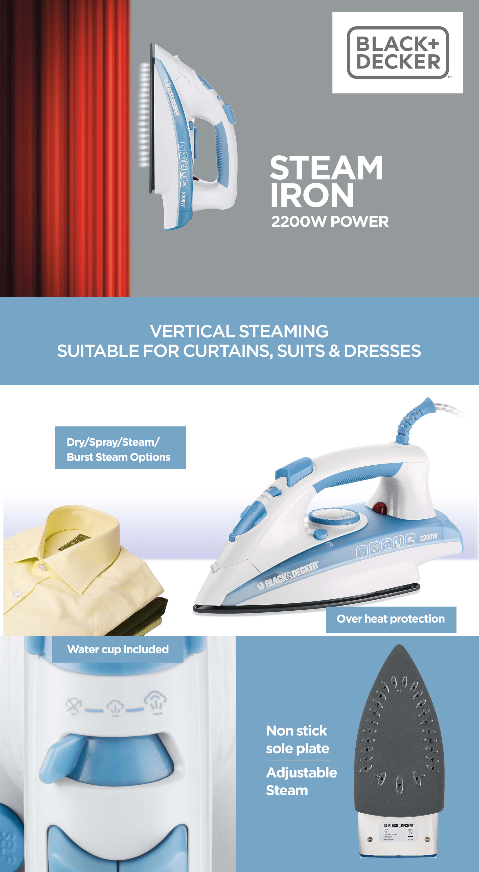 Black & Decker 2200 W Steam Iron - X2050-B5 