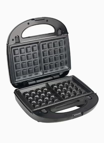 3 In 1 Sandwich Maker With Grill Waffle And Stainless Steel Panel 750.0 W Black/Silver