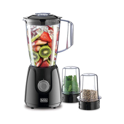 400W 1.5L Blender with Grinder Mills With 300ml 2 Grinding Mill, Stainless Steel Blades and Two Pulse Control For Fine and Grinding of Coffee Herbs and Spices, Black