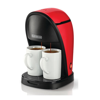 450w 2 cups coffee maker machine 250ml water tank capacity with two mugs for drip and espresso, red
