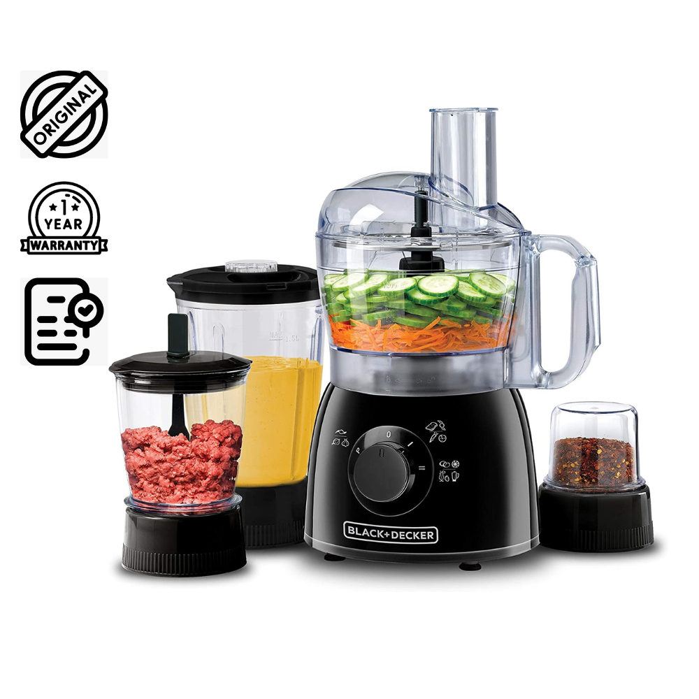 Black+Decker 400W 29 Function Food Processor with Blender, Mincer & Grinder , Black - KR43-B5