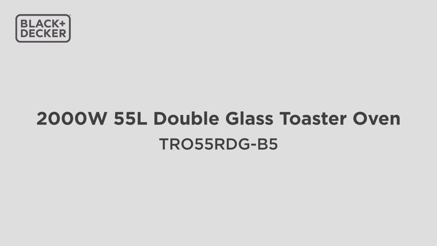 Brown Box 45L Double Glass Multifunction Toaster Oven with Rotisserie for Toasting/ Baking/ Broiling Black