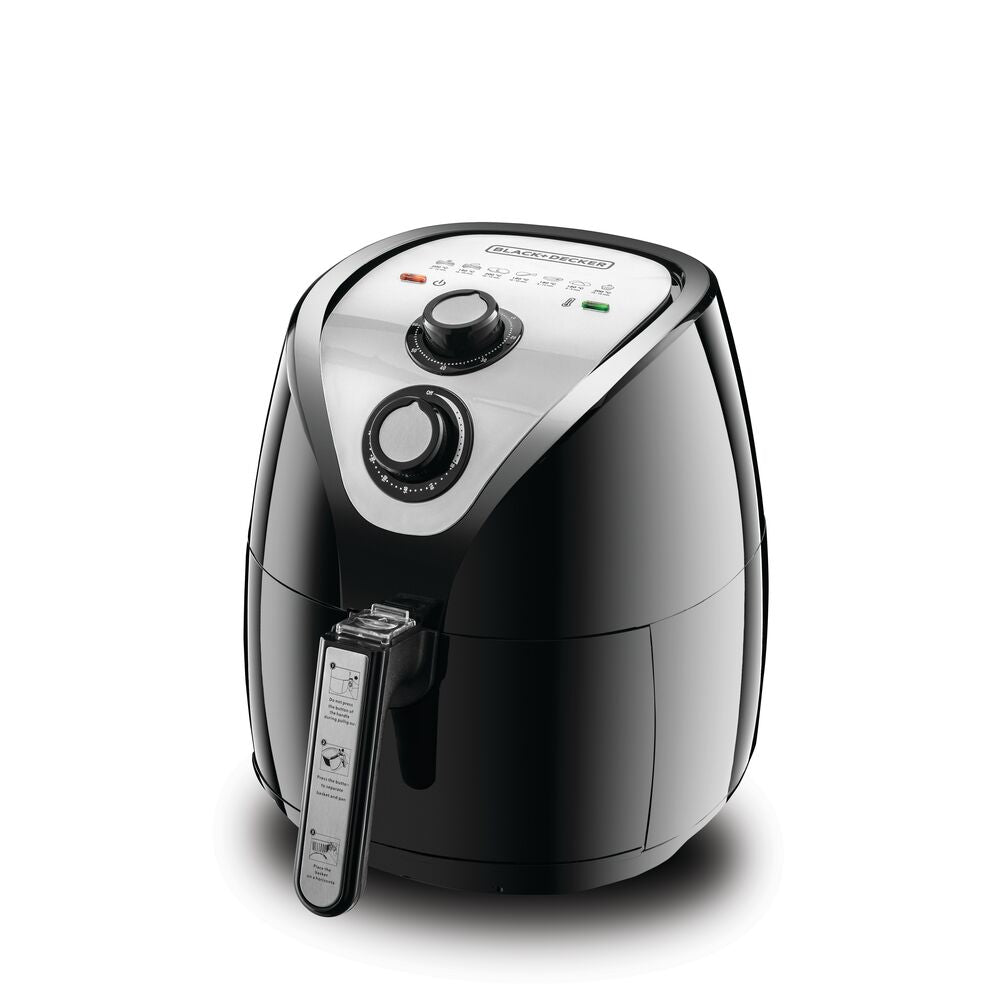 Air Fryer 1500W 2.5L Capacity 360° Rapid Air Convection Technology, Temperature-Time Control For Little/No-Oil Healthy Frying, Grilling, Roasting, and Baking, Black/Silver