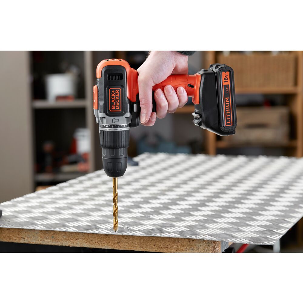 Brown Box Combi Hammer Drill with 2 Batteries in Kitbox for Metal, Wod & Masonry Drilling & Screwdriving/Fastening