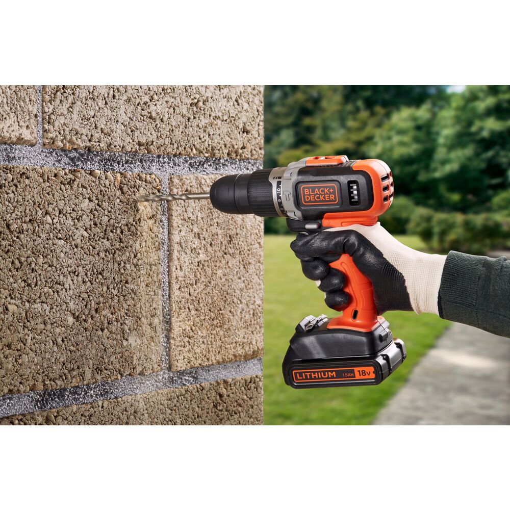 Brown Box Combi Hammer Drill with 2 Batteries in Kitbox for Metal, Wod & Masonry Drilling & Screwdriving/Fastening