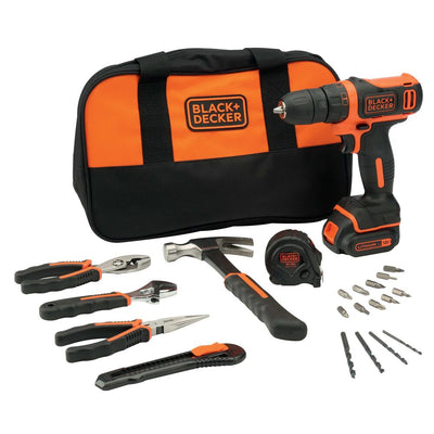 Cordless Drill Kit, Black/Orange