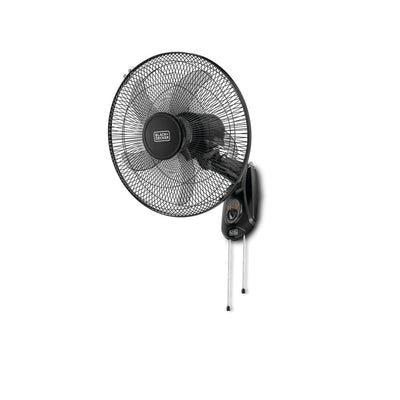 55 W 16 Inch 3 Speed Wall Fan, Black