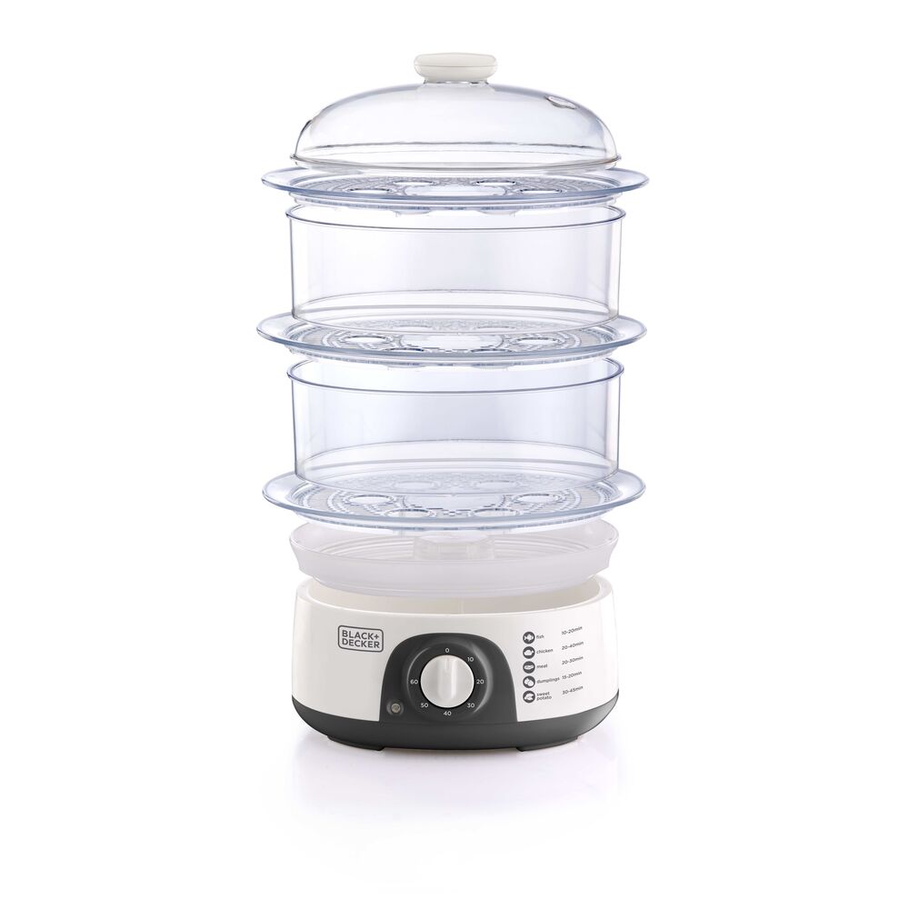 Brown Box 775W 10 Liter 3-Tier Food Steamer with Timer, White