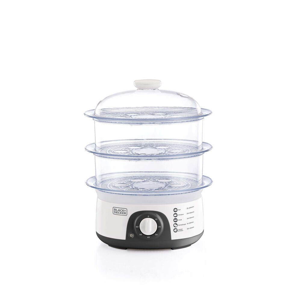 Brown Box 775W 10 Liter 3-Tier Food Steamer with Timer, White