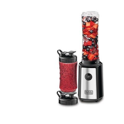 BLACK+DECKER 300W Sports Blender/Smoothie Maker 6 Piece With 500ml and 300ml Sports Bottle, 21500 RPM With Turbo Speed Function And SS Blades To Pulverize Ice& Frozen Fruits SBX300-B5