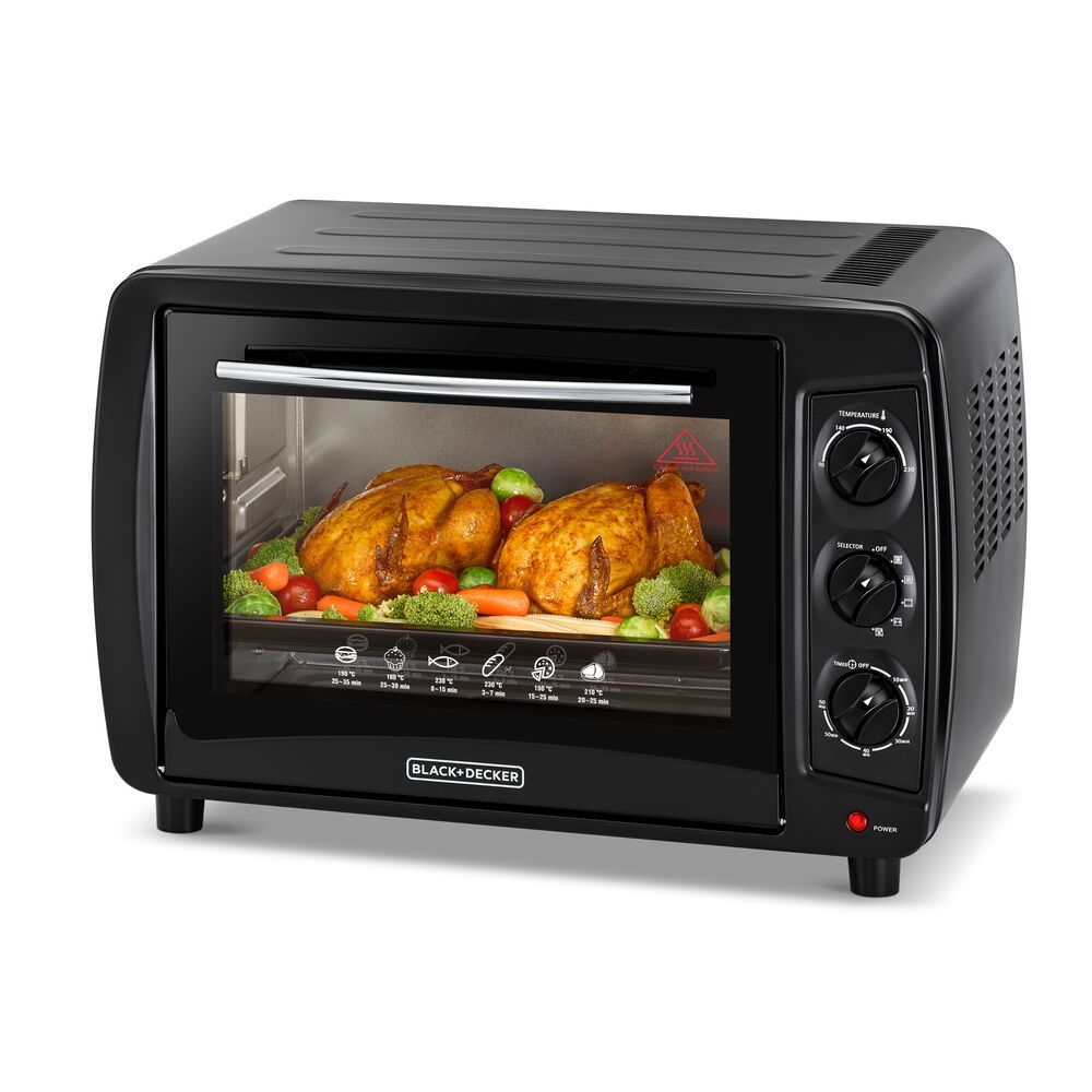 35L Double Glass Multifunction Toaster Oven with Rotisserie for Toasting/ Baking/ Broiling