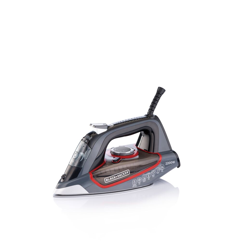 BLACK+DECKER 2200W 90g/min Steam Steam Iron With 380ml Capacity, Ceramic Coated Soleplate with Anti Calc Anti Drip, Self Clean and Auto Shutoff, Removes Stubborn Creases X2050-B5